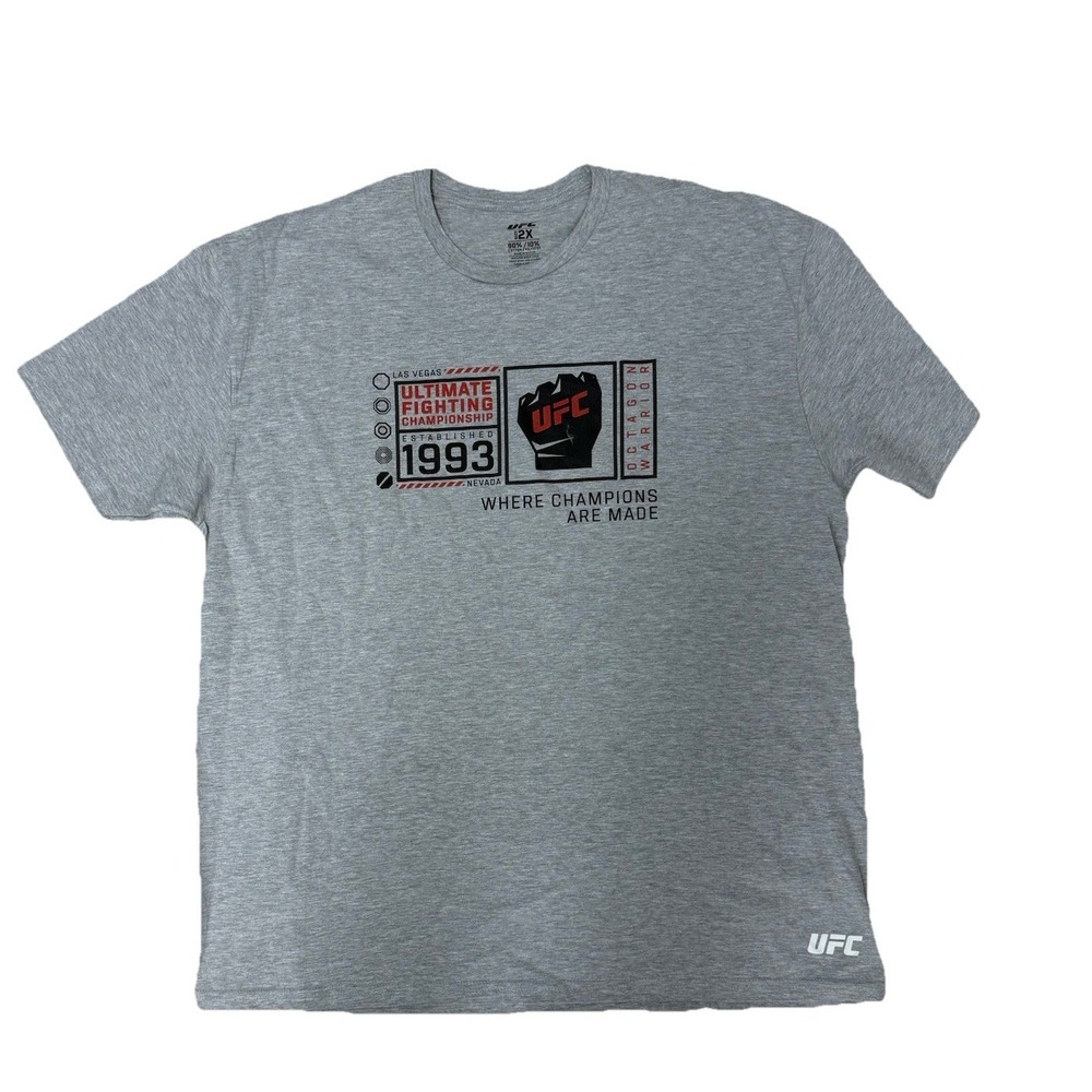 NWT UFC T-Shirt Mens 2XL Gray Graphic Tee Cotton Official Licensed Item Fights